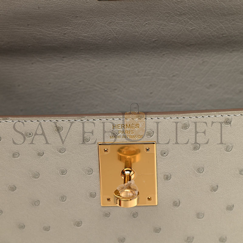 H**mes master ostrich kelly sellier 25 gris (25*17*7cm)